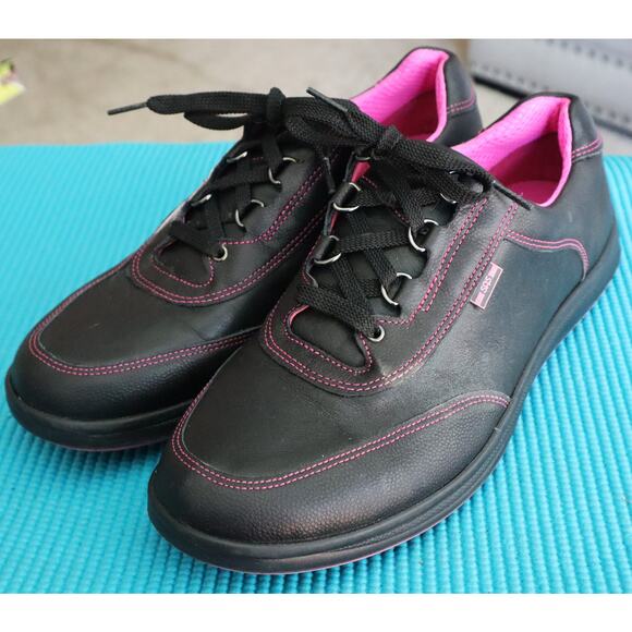 SAS Sporty Leather Sneakers Black Pink Lace up Comfort Cushion Walking Women 10 - Picture 5 of 8